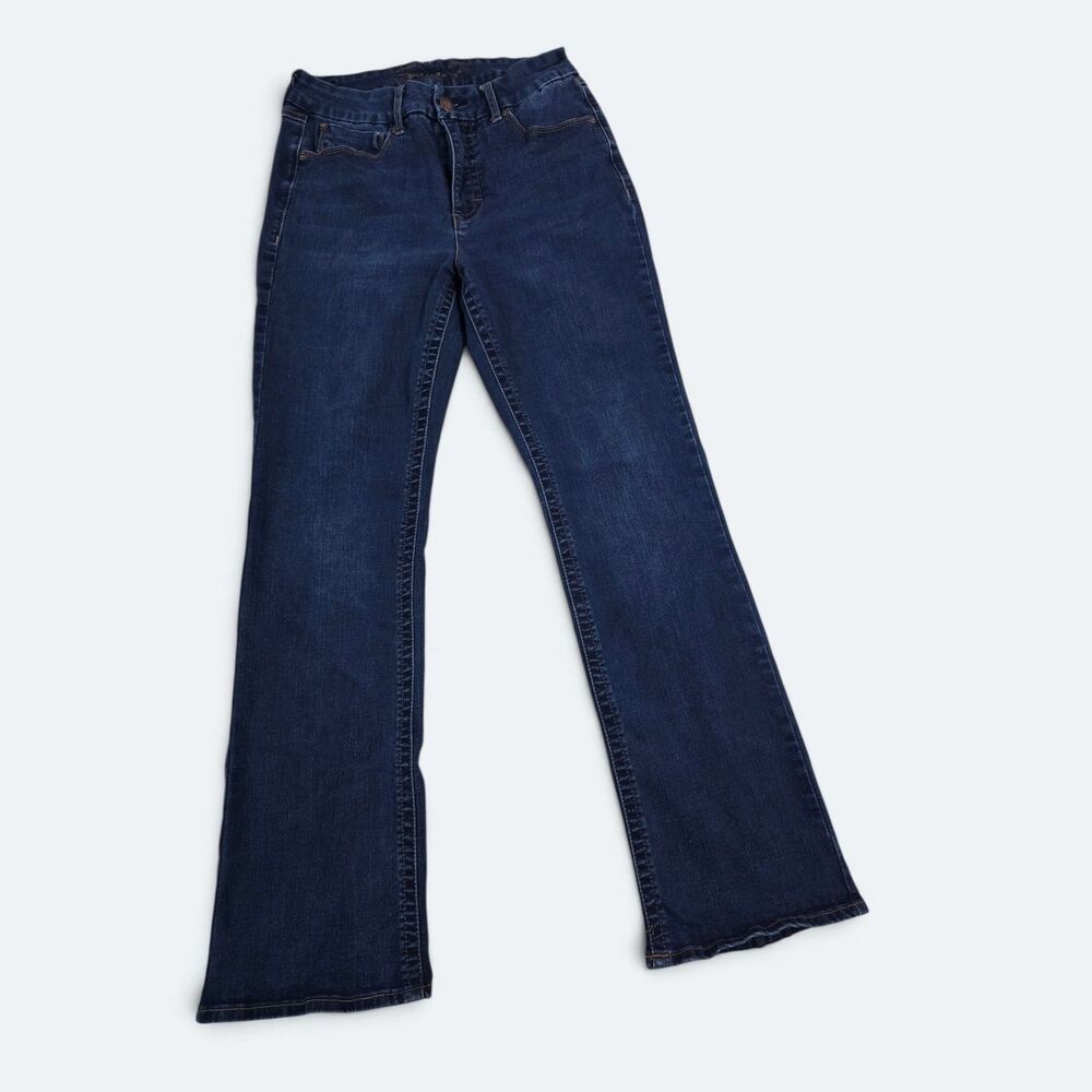 Seven7 High Rise Bootcut Jeans Dark Wash Blue Denim Stretch Size 12